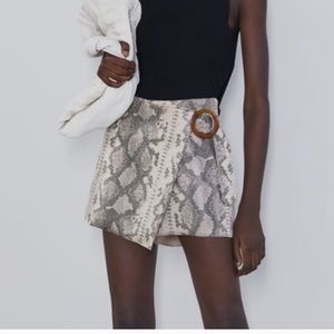 NWT Zara Snake Print Tortoise Shell Wrap Skort in Size Large